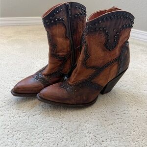 Dan Post Brown Studded Western Ankle Boots